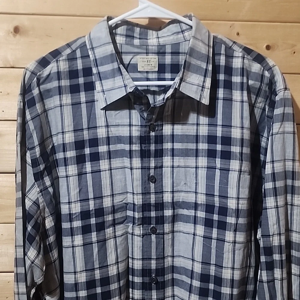 J.Crew Plaid Long Sleeved Button Down Shirt Size XLT 100% Cotton